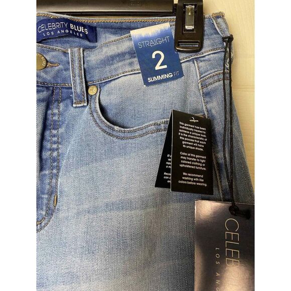 Celebrity Blues Womens Jeans Slimming Tummy Control High Rise Straight Sz‎ 2 - Picture 3 of 8